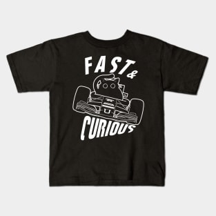 Funny Fast & Curious Car Driving Cat Kids T-Shirt
